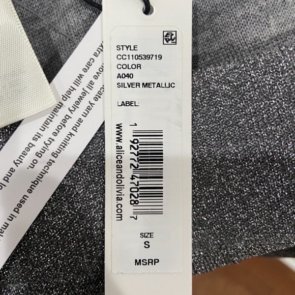 Alice +Olivia metálic silver pants size S - Picture 7 of 7